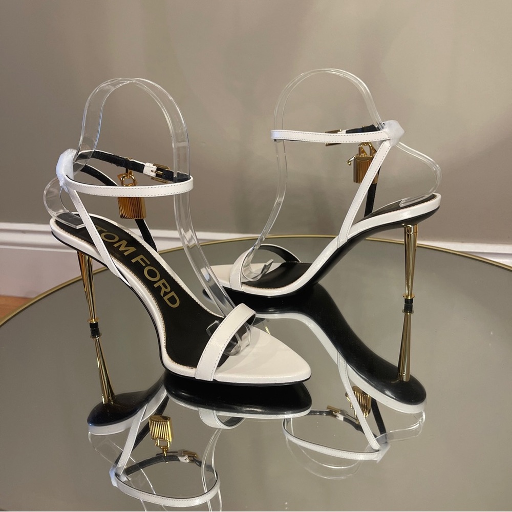 Tom Ford Padlock 85 Lock Heeled Sandals Sz 37.5 - Picture 7 of 17